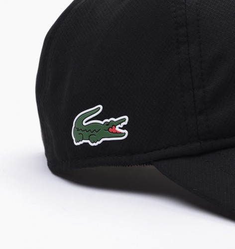 Lacoste Six Panel Sort Cap - Med Klassisk logo på siden